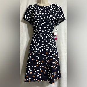 NWT!🎉 Vince Camuto navy blue dress with various dots size 12